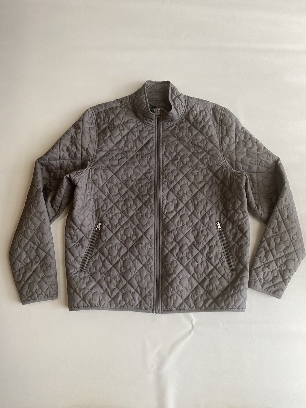 Walt Disney World Mickey Mouse Women’s Gray Windbreaker LS QuiltJacket Zip Sz XL